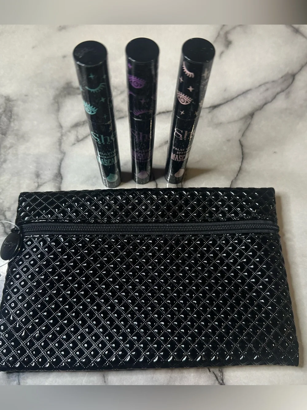 S.he Waterproof Mascara Trio - Black with black make up bag